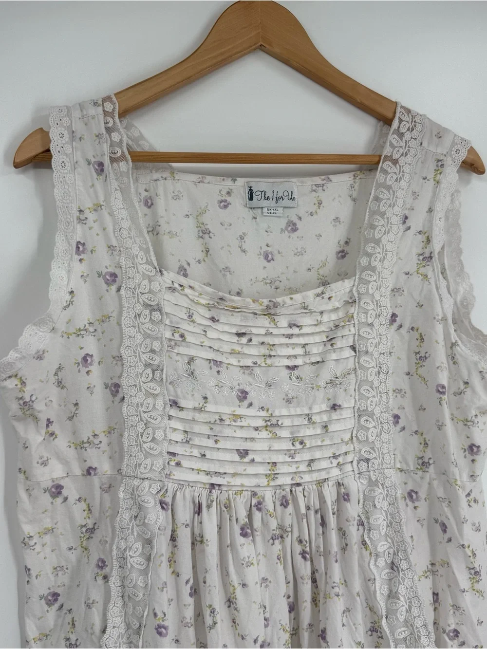 The 1 for U You Rosalind Long Cotton Robe /Gown Set Lilac Rose Lace Size XL/XXL